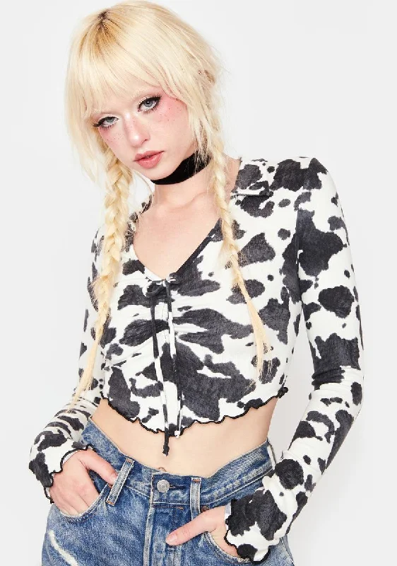 Chic Trend Collection Cow Print Crop Top