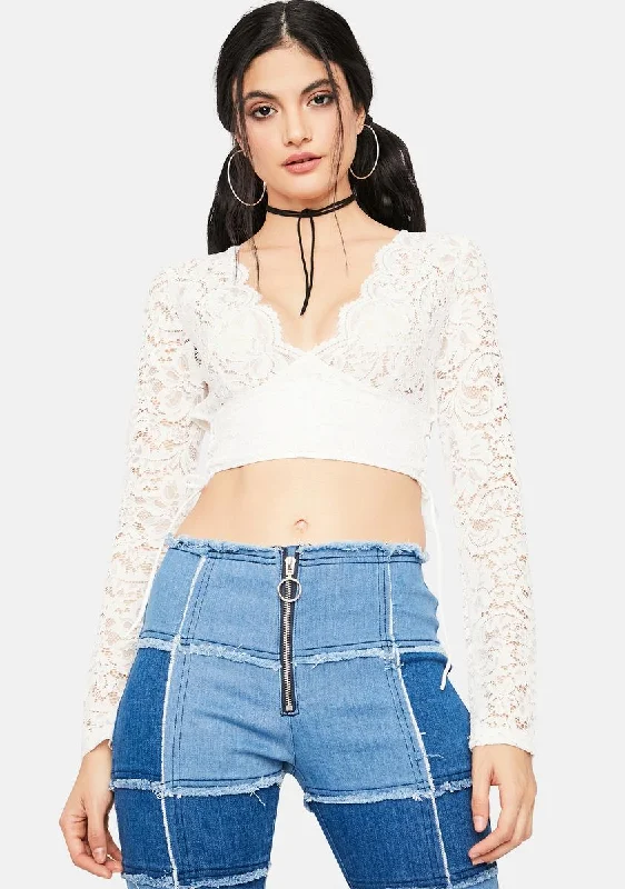 Bold Prints Casual Chic Flash Of Fantasy Lace Crop Top