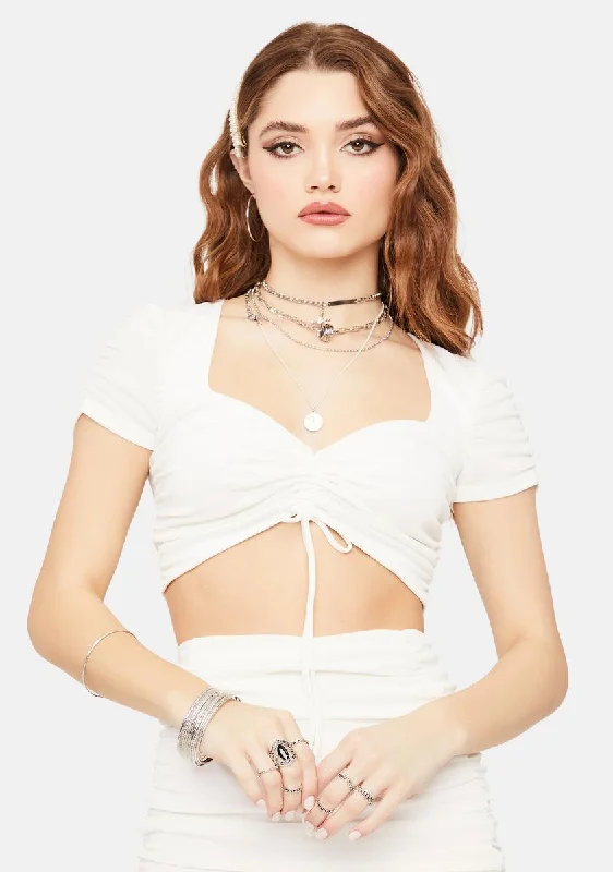 All Season Basics Discount Chill What's Ur Drama Ruched Drawstring Crop Top