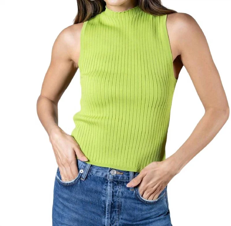 Feminine Flow Nashville Ribbed Tank In Light Green