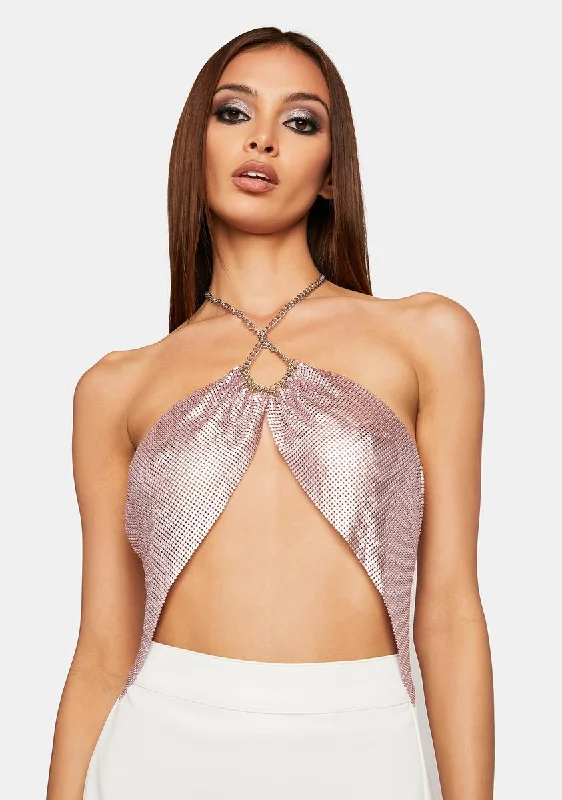 Limited Time Offers Rose Nocturnal Moves Sequin Halter Top