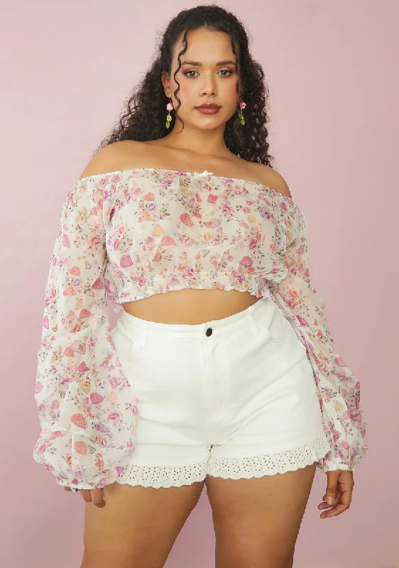 Fashion Sale Plus On A Whim Chiffon Crop Top