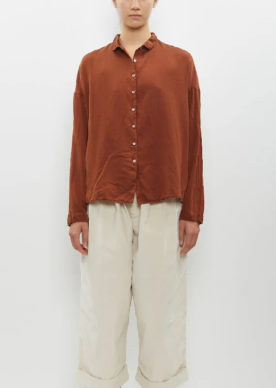 Special Offer For You Silk Cotton Short Collar Shirt — Rust