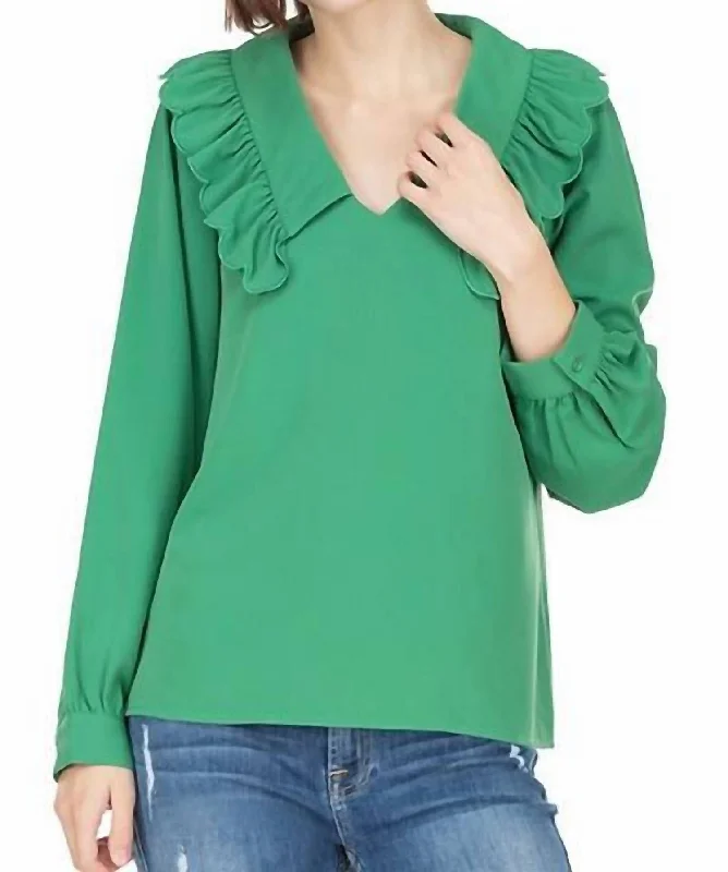 Limited Styles Elsie Sailor Collar Blouse In Green