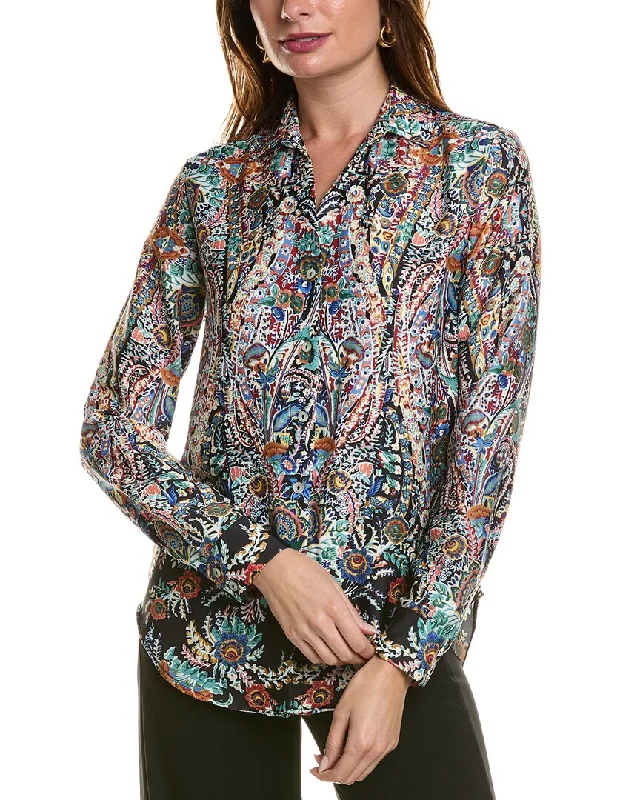 Daily Essentials T Tahari Split Neck Blouse