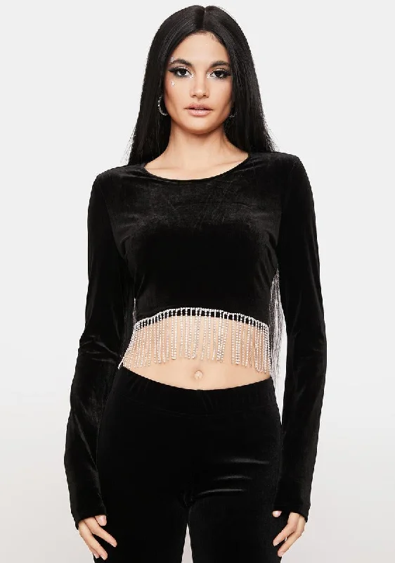 Fashion Forward Do A Little Dance Velvet Crop Top