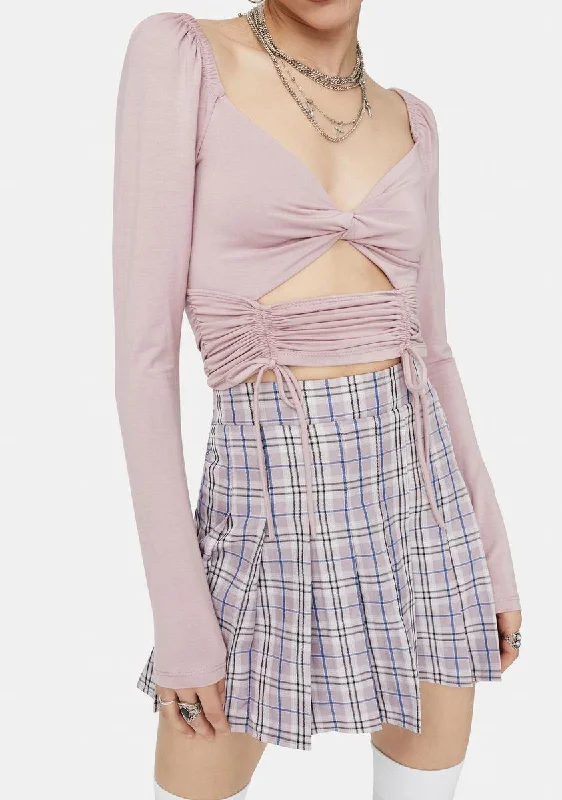 Stylish Savings Mauve Breakin' The Rules Cutout Ruched Crop Top