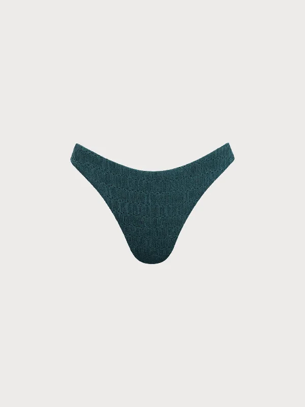 Seasonal Trends Dark Green Textured Bikini Bottom