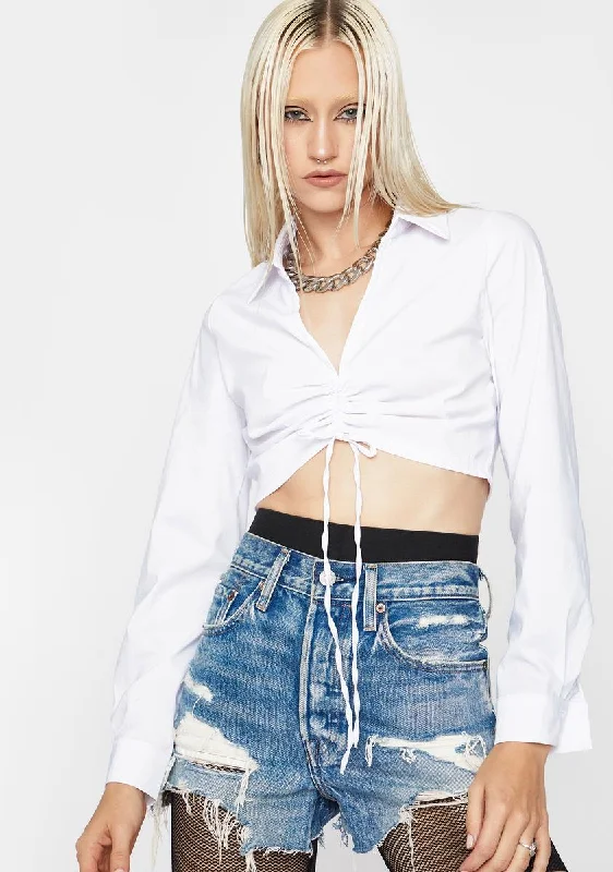 Vibrant Femme Fashion Chill Deal With It Ruched Crop Top