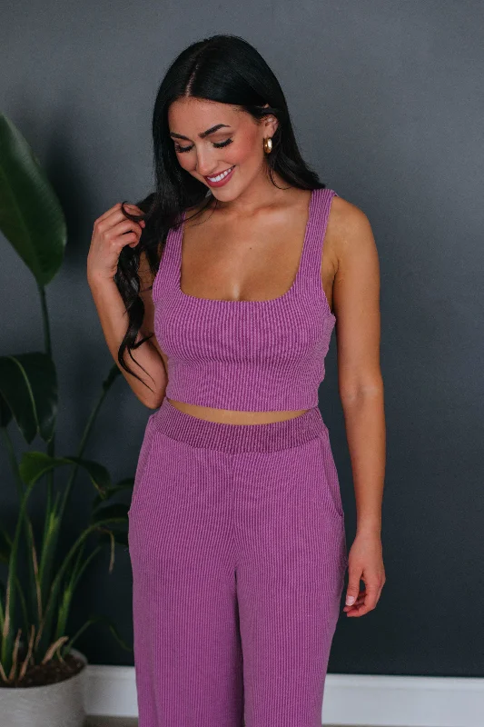 Discount Extravaganza Arden Ribbed Tank - Orchid