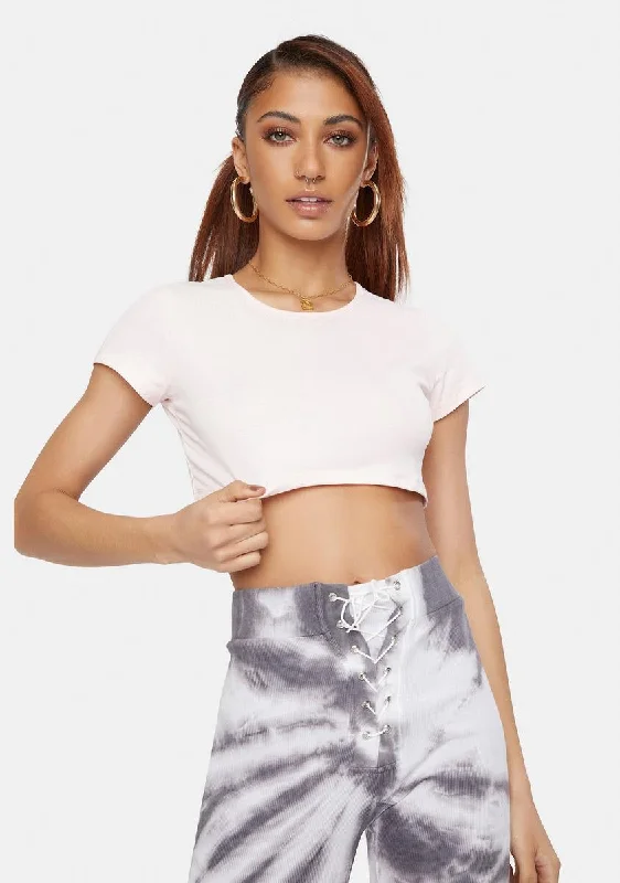 Relaxed Style Petal Take Things Slow Scoop Neck Crop Tee