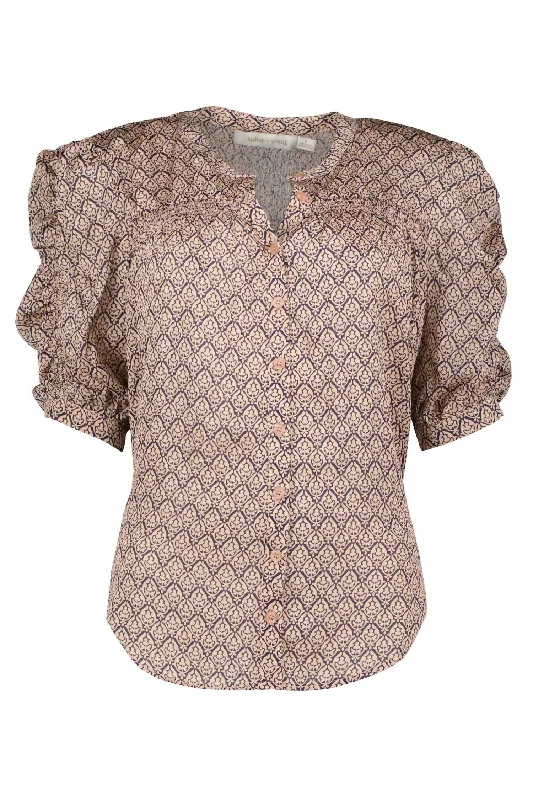 Save Big Bohemian Rhapsody Rachel Ruched Sleeve Blouse In Rhapsody Print