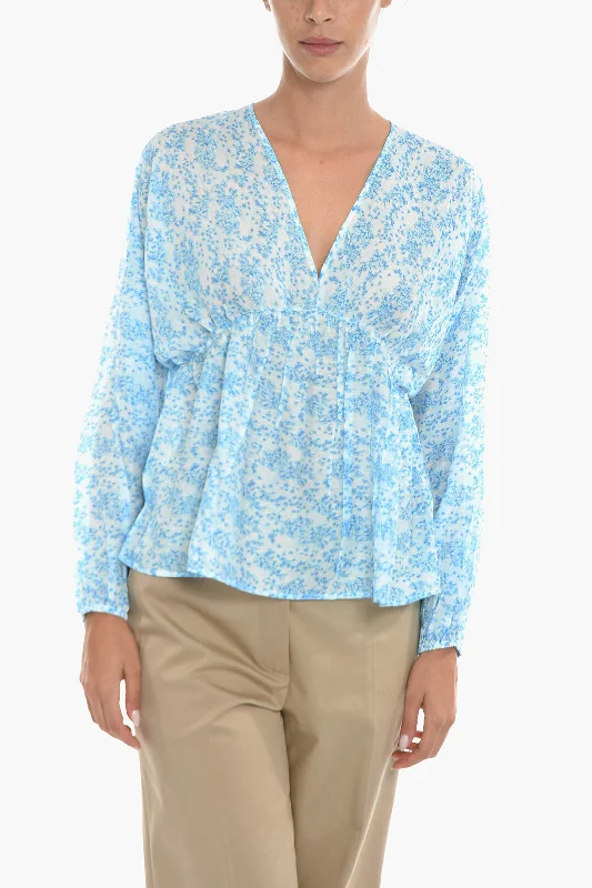 Exclusive Designer Collection Samsoe Samsoe Floral-Motif GERTRUD Blouse with Puff Sleeve