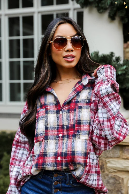 Stylish Savings FINAL SALE - Spread The Cheer Burgundy Plaid Flannel