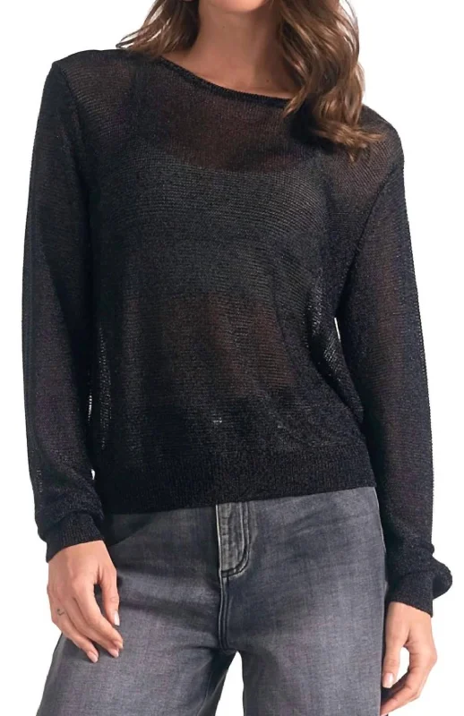 Crazy Discounts, Hurry Up Metallic Knit Top In Black