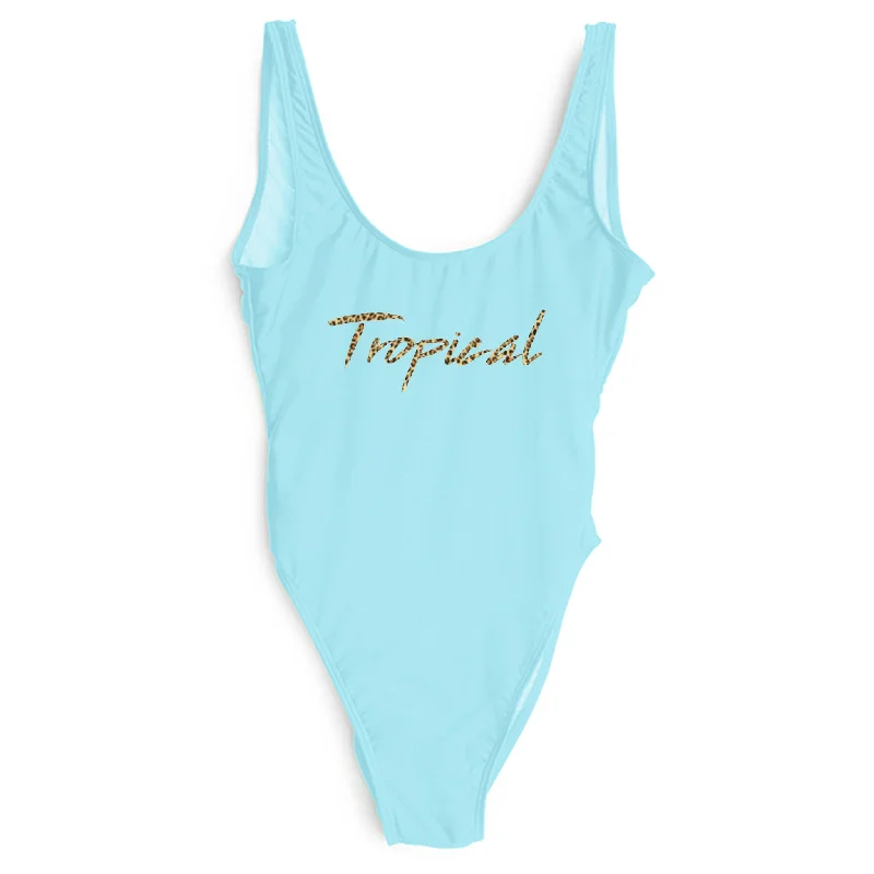 Style Beyond Borders TROPICAL W/ CHEETAH TEXT TEXT [SWIMSUIT]