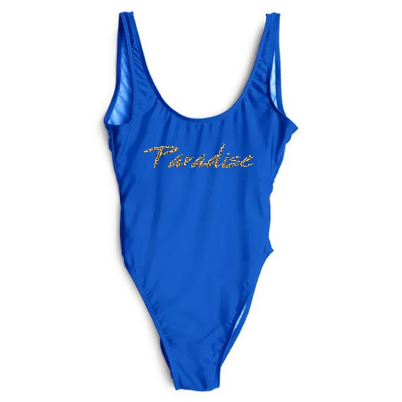 Trend Forward Women's Wear PARADISE W/ CHEETAH TEXT TEXT [SWIMSUIT]