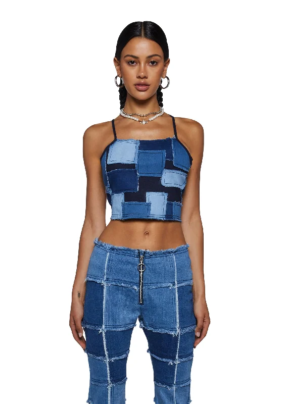 Special Offers Raise The Vibration Patchwork Halter Top