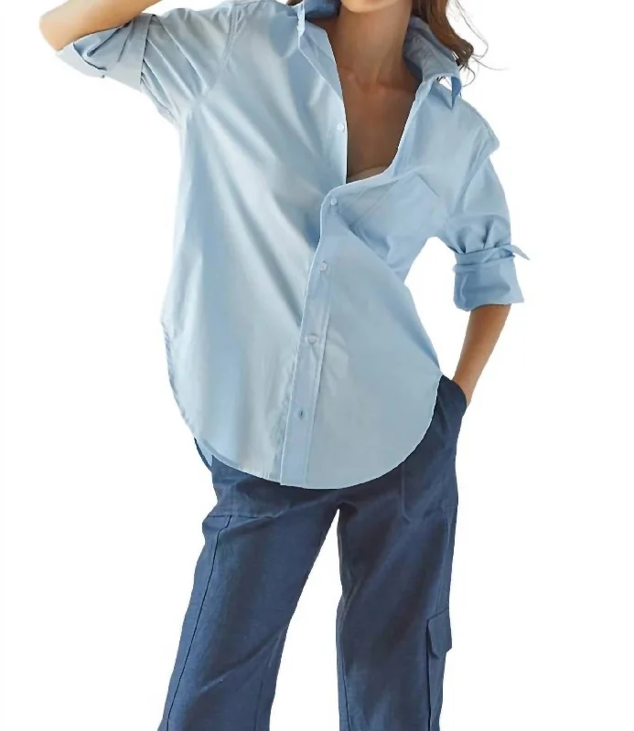 Limited - Time Bundle Kean Boyfriend Solid Button Down Shirt In Blue Sky