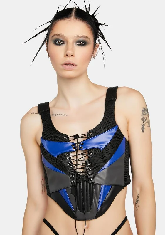 Special Offers, Don't Miss Blue Motocross Corset Top