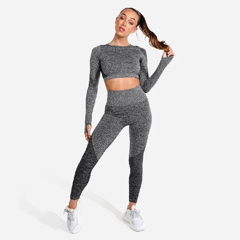 Cutting Edge Fashion Marl Seamless Leggings - Onyx