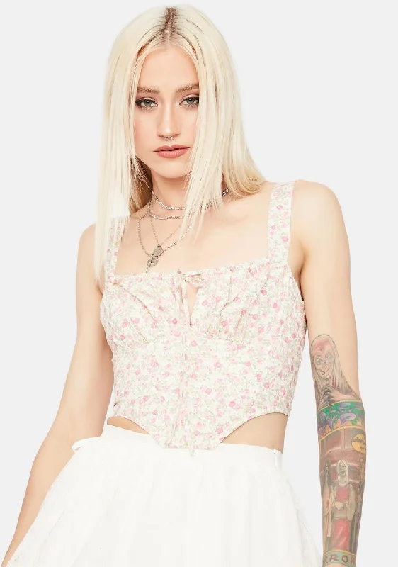 Clearance Sale Sweet Wishing For Summer Floral Crop Top