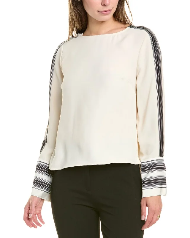 Chic And Edgy Vince Camuto Satin Trim Blouse