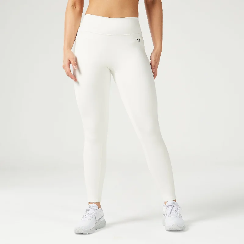 Bold Fashion Essential Mid-Rise Double Layered Leggings 27" - Pearl White