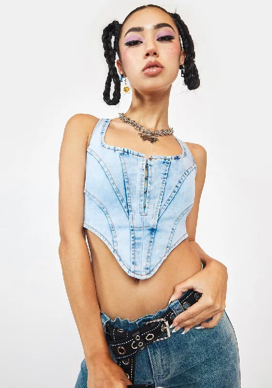 Everyday Glamour Take My Advice Denim Corset Top