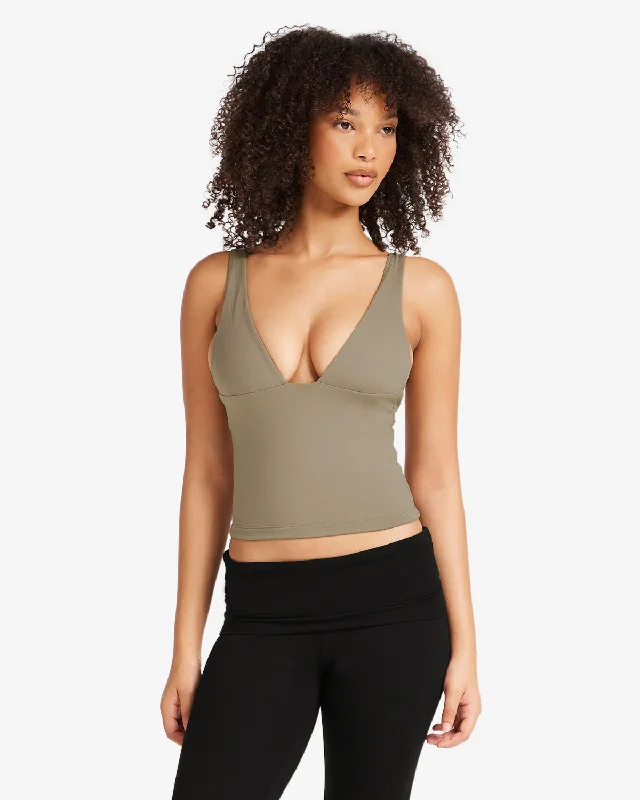 Best Deals Of The Season IM Serenity Plunge Longline Tank | Vintage Khaki