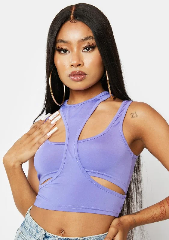 Fashion Forward Style Lilac No Repeats Cutout Crop Tank