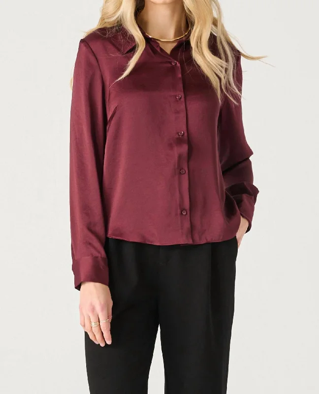 Effortless Everyday Wear Tranquil Top Blouse In Burgundy