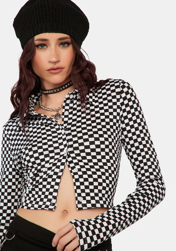 Seasonal Trends Check You Out Crop Shirt