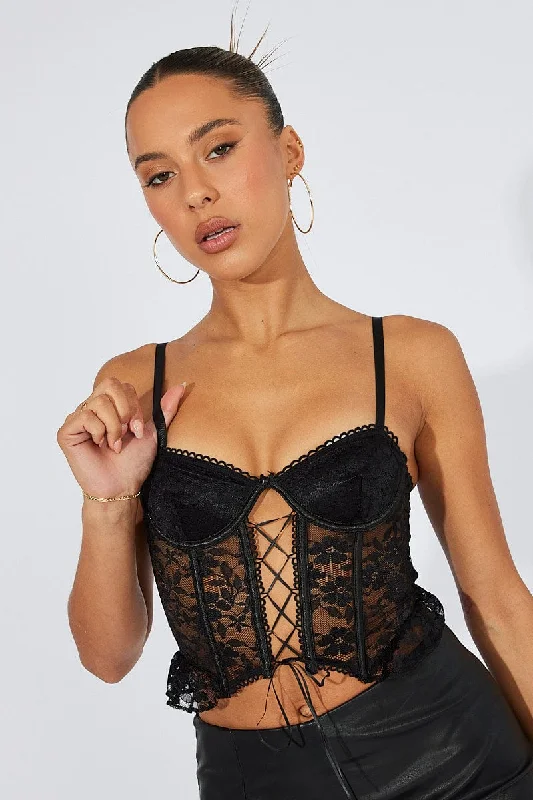 Wardrobe Refresh Black Lace Corset Top