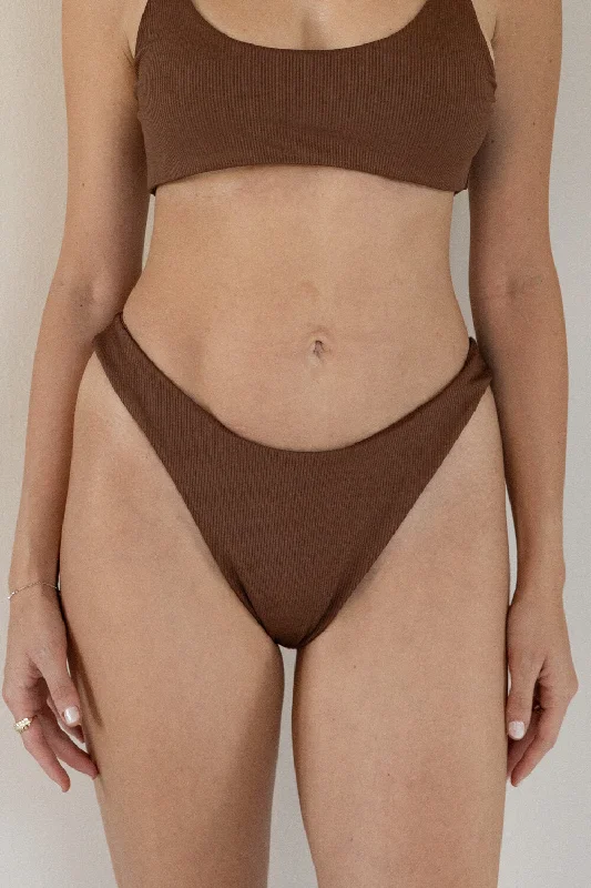 Comfortable Clothes The Sleek Scrunch Bottoms - Ribbed Espresso