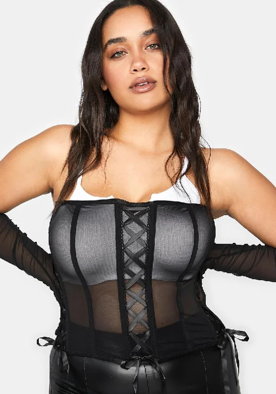 Comfortable Clothes Plus Think Of Me Sheer Corset Top