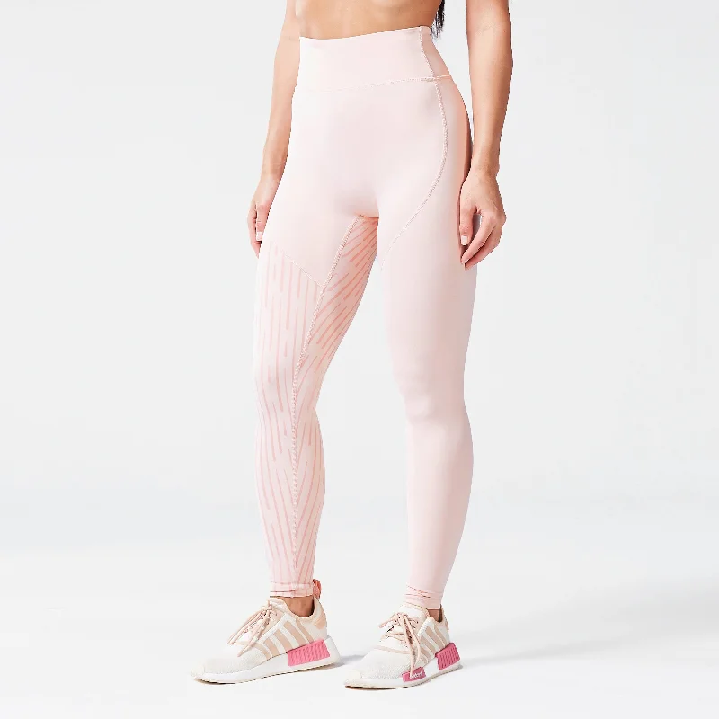 Holiday Sale Code Asymmetric Graphic Leggings - Peach Whip