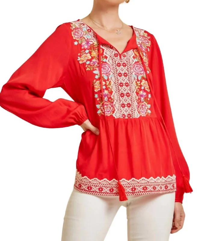 Massive Savings Embroidered Peplum Blouse