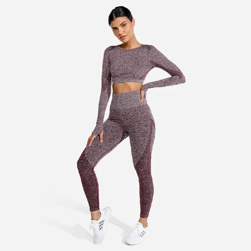 Season Sale Marl Seamless Leggings - Burgundy