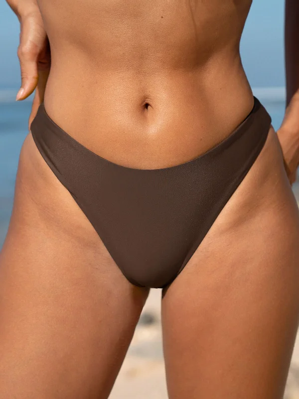 Discover Promotions ECONYL® Dark Coffee Low Waisted Bikini Bottom