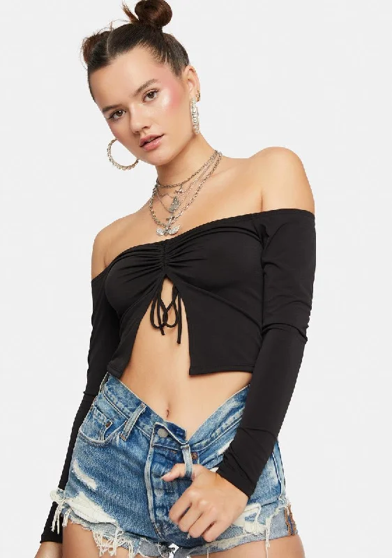 End Of Season Clearance City Girl Off Shoulder Crop Top