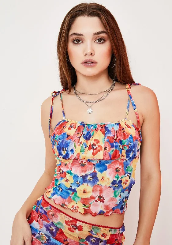 Limited Styles Spring State Of Mind Floral Mesh Tank