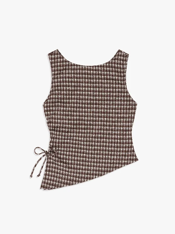 Stay Ahead In Style Erin Tank - Cocoa Plaid