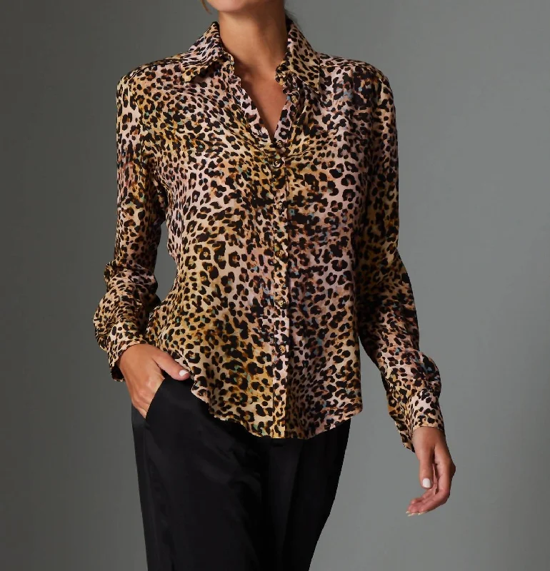 Chic Styles Maeve Blouse In Panthera