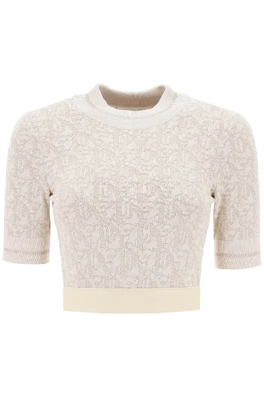 Fashionista Favorites Palm Angels Women's Monogram Cropped Top In Lurex Knit