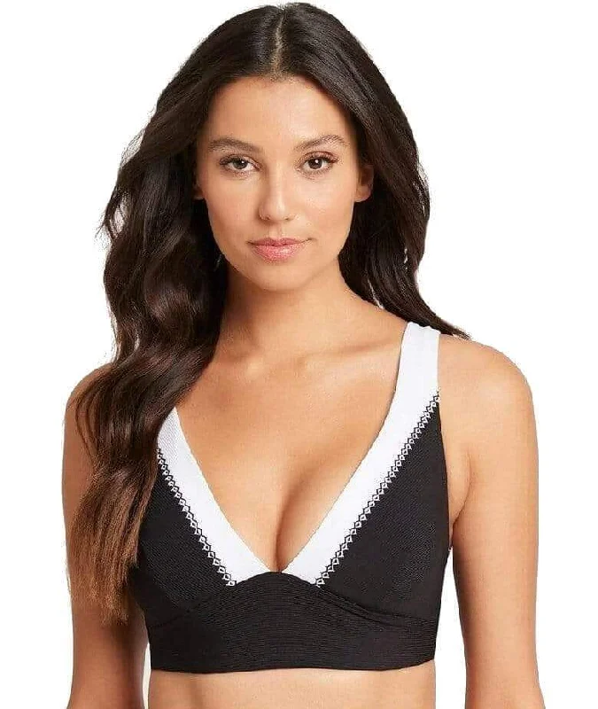 Stylish Savings Sea Level Valentina Long Line Tri Bikini Top - Black