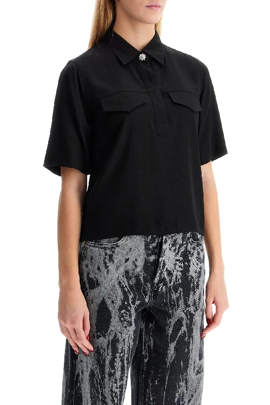 Chic & Cozy Collection Ganni Short-Sleeved Twill Blouse For