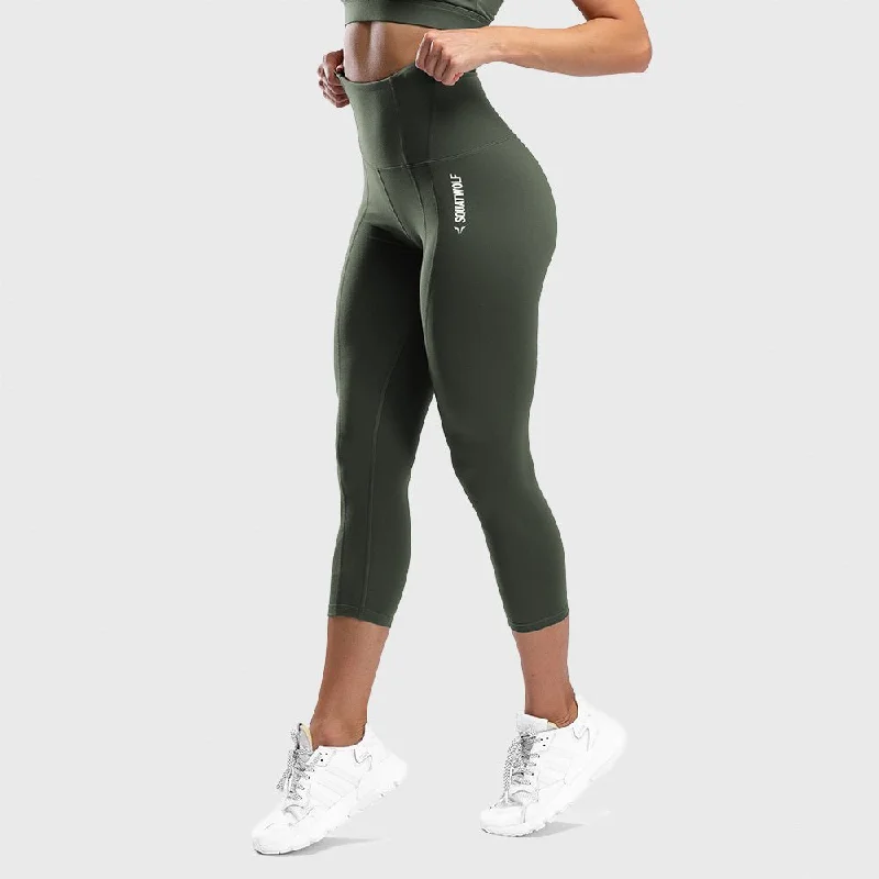 Comfort Meets Fashion Warrior High-Waisted Cropped Leggings - Olive