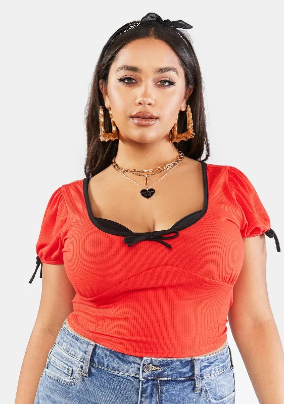 High End Women's Wear Plus Cherry Sweeten The Deal Crop Top