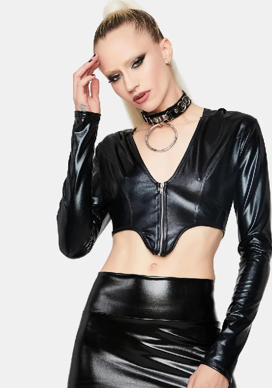 Limited Time Flash Sale The New Me Faux Leather Crop Top